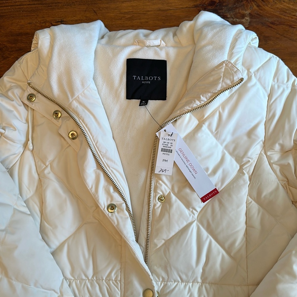 Talbots 3/4 length down coat NWT (petite)